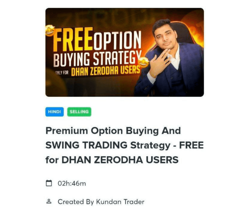 Kundan Trader Premium Option Buying And Swing Trading Strategy