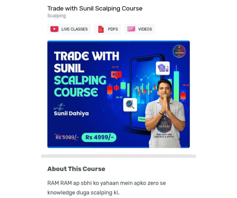 Trade with Sunil Scalping Course